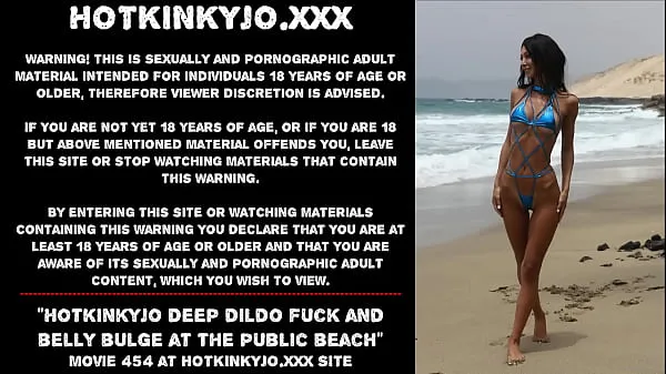 Best Hotkinkyjo deep dildo fuck and belly bulge at the public beach total Tube