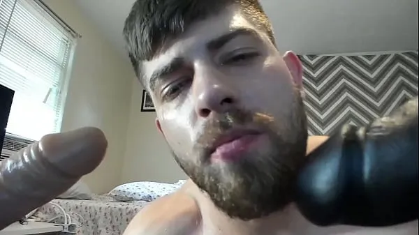 Straight guy sucks on dildo and plays with ass