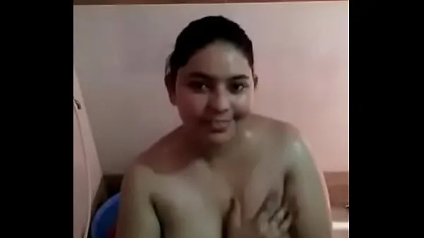 Indian solo girl having fun on bedroom